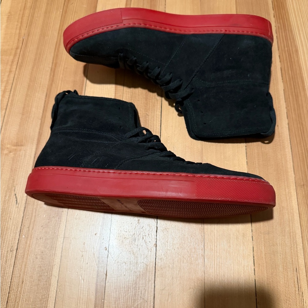 Men's Black and Red High-Top Sneakers